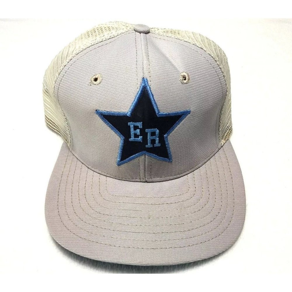 VTG 80s ER Blue Star Trucker Hat New Era Dupont Visor Pro-Model Gray SnapBack
